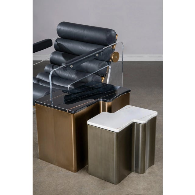 Ludwig Set of 2 Marble Top Bronze and Gold Coffee Table Set For Sale - Image 4 of 5