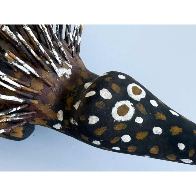 Brown Australian Aboriginal Wood Sculpture with Ochre Echidna Bob Burruwal For Sale - Image 8 of 13