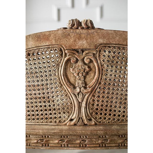 1990's Design Source Ltd. French Country Louis XVI Style Double-Cane Banquette Settee For Sale - Image 12 of 17