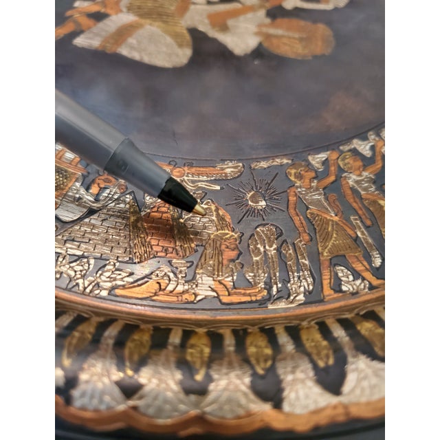 Antique Egyptian Revival Precious Mixed Metal Charger For Sale - Image 10 of 10