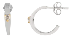Two Tone 18k Gold Heart Cut Diamond Studded Hoop Earrings for Thanksgiving- A Pair