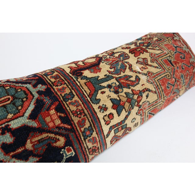 Antique Persian Heriz Lumbar Rug Pillow – Rare Handwoven Textile -16'' X 43'' For Sale - Image 10 of 10