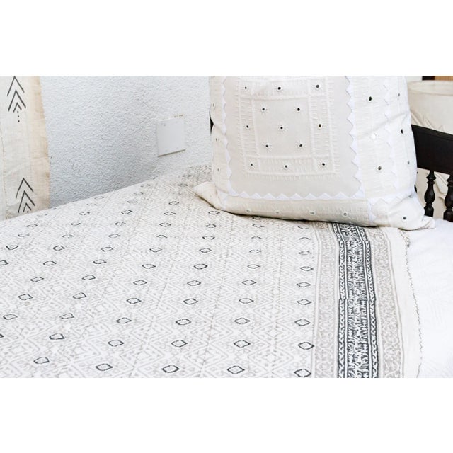 Mystic Moon Block Print Cotton Blanket For Sale - Image 4 of 8