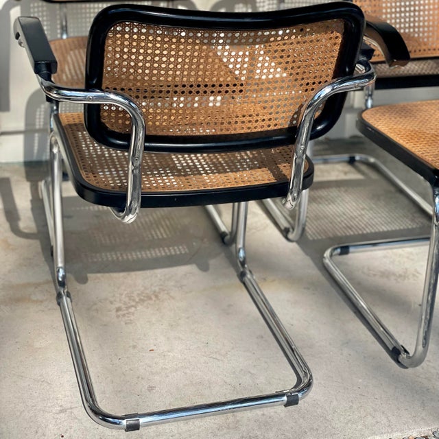 Onyx 1970s MCM Italian Cesca Cantilever Armchairs (4) For Sale - Image 8 of 12