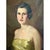 Vintage Oil Portrait of Woman in Gold Dress For Sale - Image 9 of 18