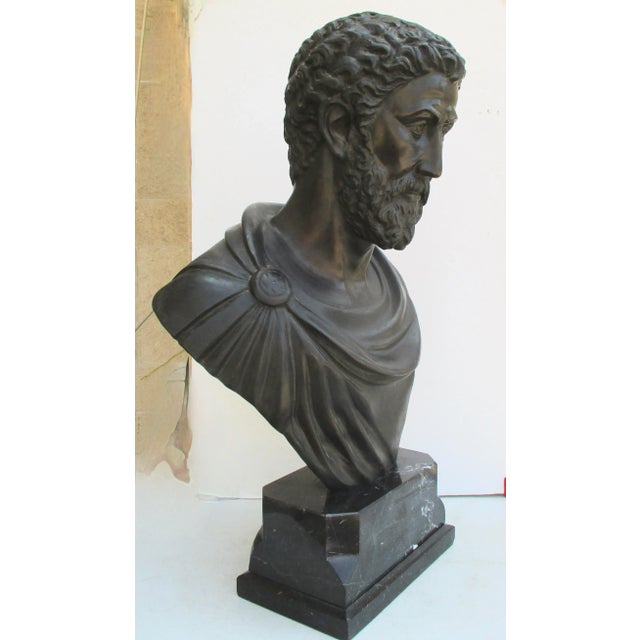 Mid-Century Roman Emperor Marcus Aurelius Bronze For Sale - Image 4 of 13