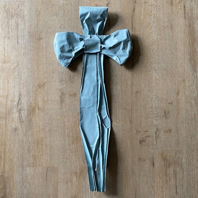 Handmade Blue Papier-Mâché Ribbon by Casa Gusto. Each piece is handmade and may show subtle variations. Measurements: H...