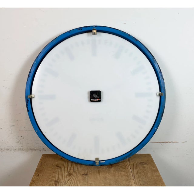 Industrial German Blue Factory Wall Clock from Burk, 1960s For Sale - Image 17 of 18