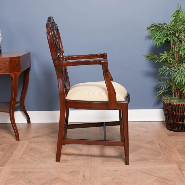 Traditional Carved Shield Back Arm Chair For Sale - Image 3 of 12