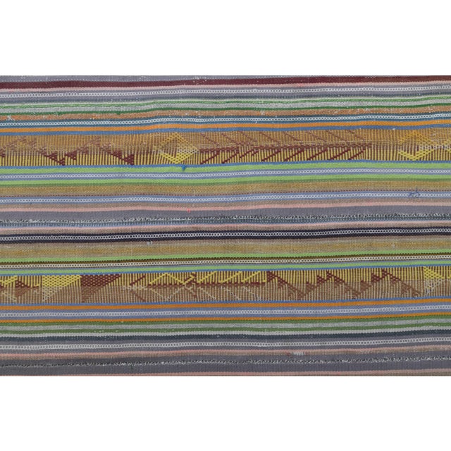 1970s Vintage Turkish Oushak Handmade Wool Cotton Green Area Rug For Sale - Image 10 of 11