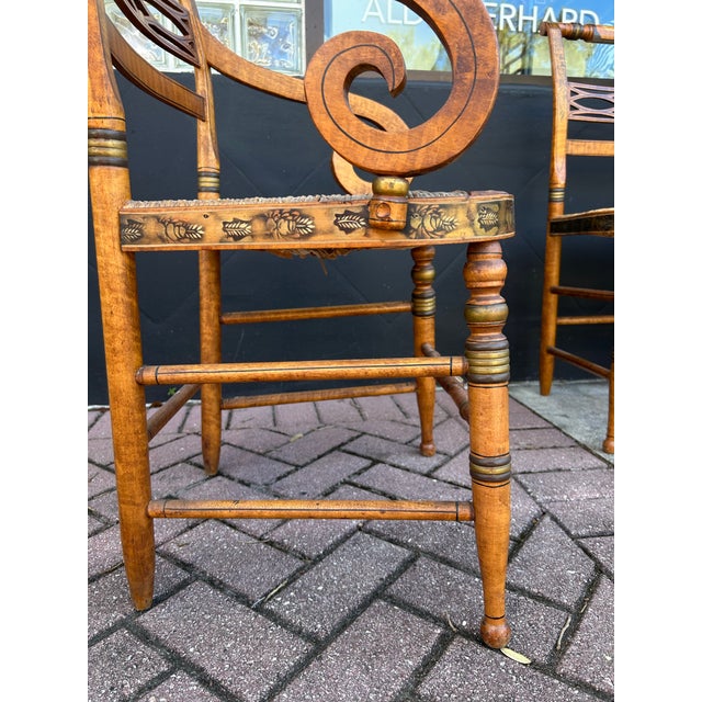 Set of Eight Antique Hitchcock Style Dining Chairs. For Sale - Image 9 of 12