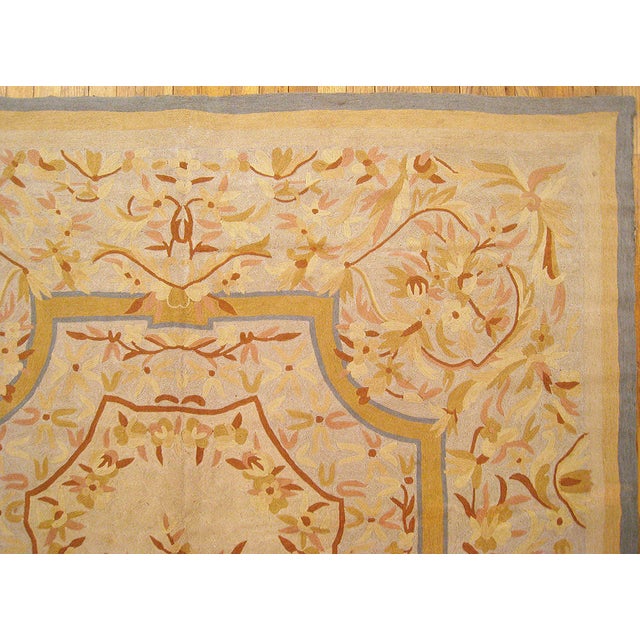 Blue Vintage Indian Decorative Oriental Chain Stitch Rug in Room Size For Sale - Image 8 of 10