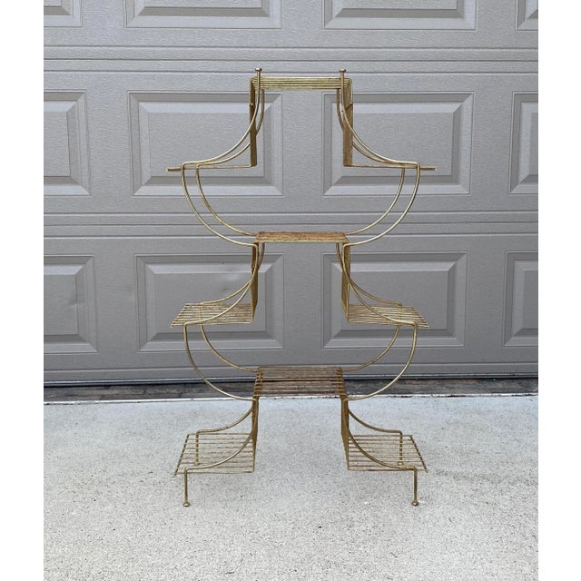 Mid-Century Brass Tone Pagoda Nine Tier Plant Stand For Sale In Detroit - Image 6 of 6