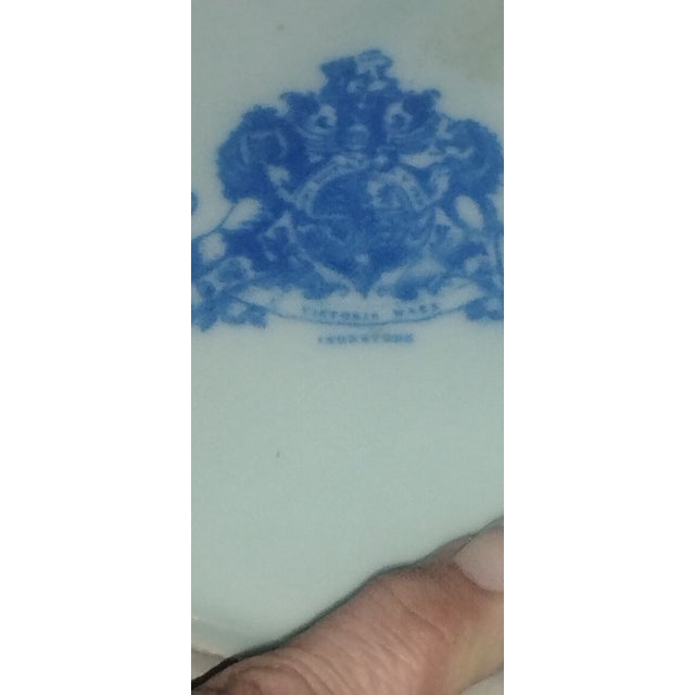 Vintage Victoria Ware Ironstone Ice Bucket - Blue Willow Flow Blue Chinoiserie - 13" For Sale - Image 11 of 12