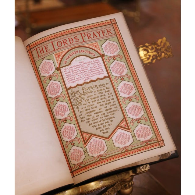 19th Century English Leather Bound Holy Bible With Brass Mounts and Clasps For Sale - Image 11 of 14