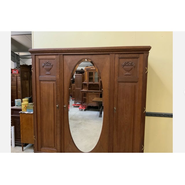 Brown Antique Art Deco Wardrobe, 1930s For Sale - Image 8 of 11