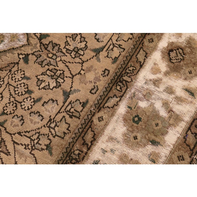 No Pile Persian Tan/Charcoal Wool Rug - 6'11'' X 9'9'' For Sale In New York - Image 6 of 10