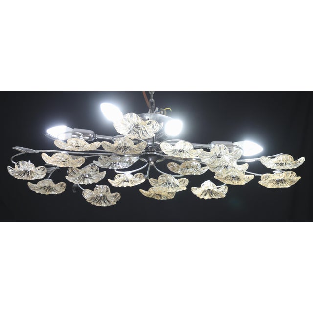 1970s 1970s Italian Large Size Gold and Transparent Murano Glass Wall Light or Ceiling Light Flower For Sale - Image 5 of 17