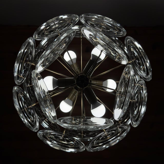 Vintage Glass Disc Chandelier, Italy 1970s For Sale - Image 16 of 18