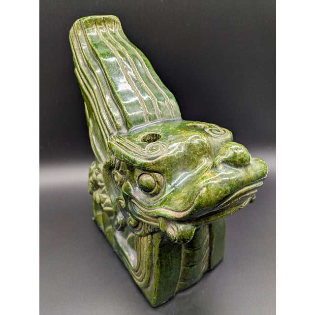 Ceramic Antique Chinese Chiwen (Dragon) Sancai-Glazed Roof Tile: Qing Dynasty For Sale - Image 7 of 11