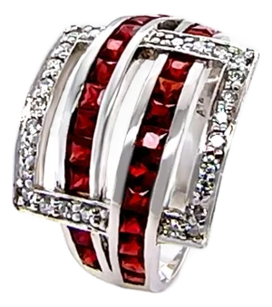 14ct White Gold Garnet and Diamond Ring 0.26ct 6.35g, Size 8.75
