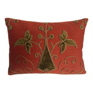18th Century Italian Silk Velvet Appliqué Pillow For Sale
