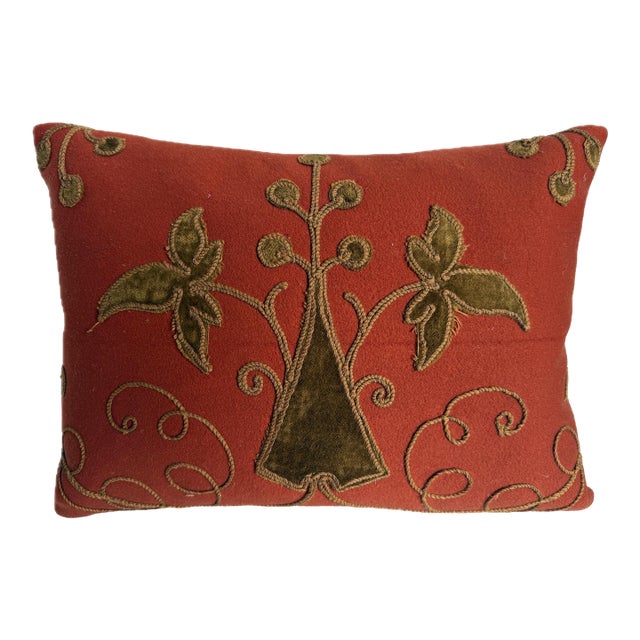 18th Century Italian Silk Velvet Appliqué Pillow For Sale