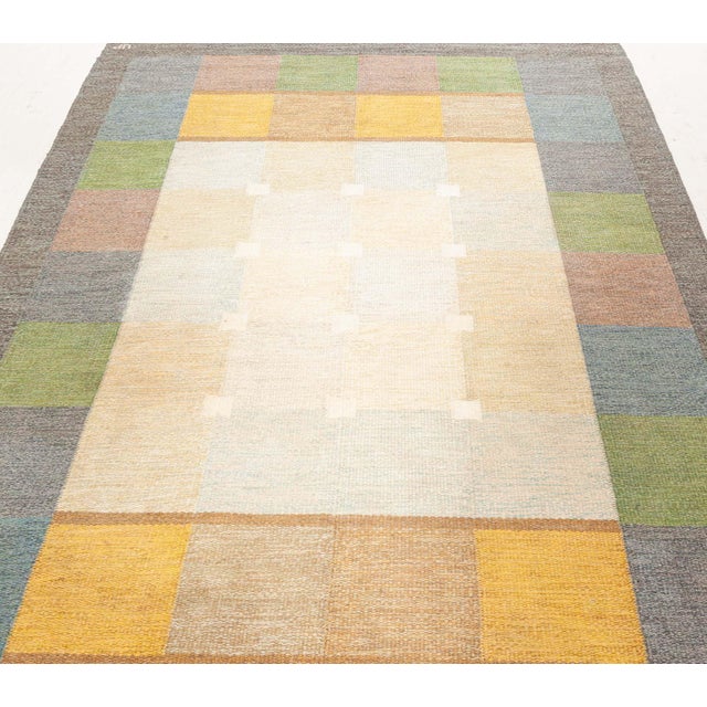 Mid 20th Century Doris Leslie Blau Vintage Swedish Flat Woven by Ulla Parkdal For Sale - Image 5 of 10