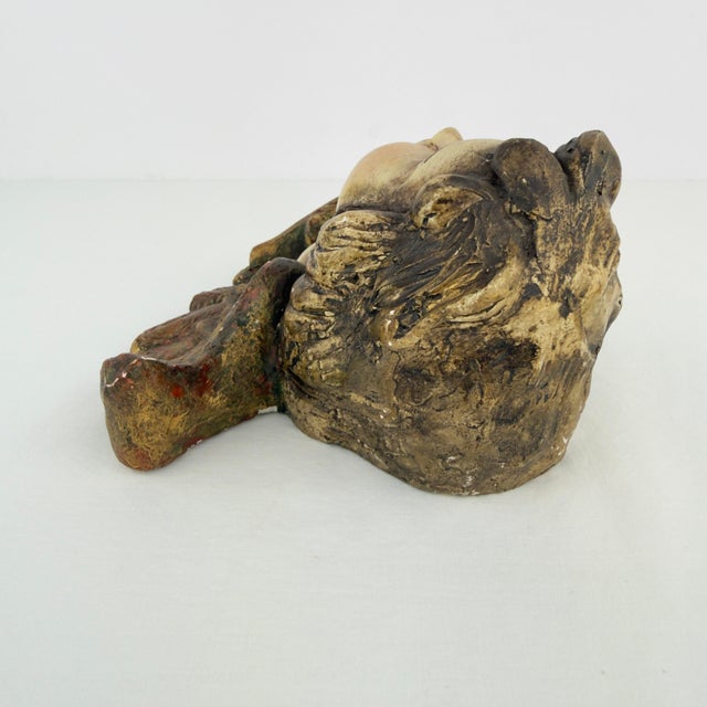 Sculpture Materials Vintage Hand Painted Plaster Winged Putti With Glass Eyes For Sale - Image 7 of 11