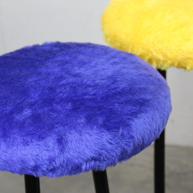 Pop Stool Set Upholstered in Plush, 1970s, Set of 3 For Sale - Image 6 of 7