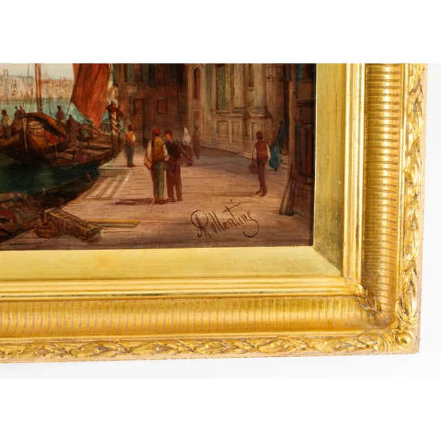 Alfred Pollentine, Grand Canal Venice, 19th Century, Antique Oil Paintings, Framed, Set of 2 For Sale - Image 7 of 18