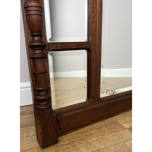 Antique French Oak Wall Mirrorin Bevelled Glass Wall Frame For Sale - Image 5 of 14