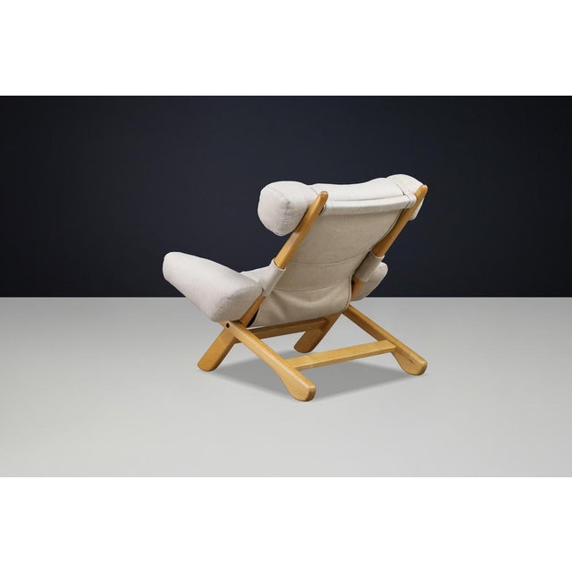 Large Mid-Century Modern Swedish Lounge Chair in Blond Oak and Canvas by Arne Norell, 1950s For Sale - Image 9 of 15