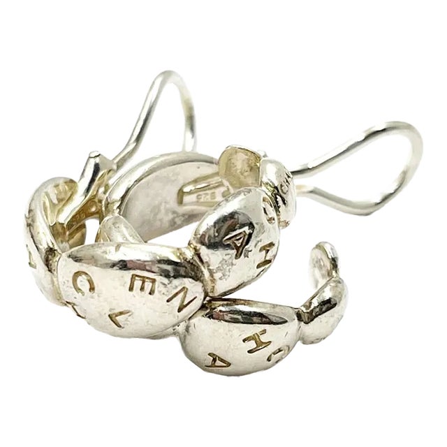 Chanel 925 Sterling Silver Letter Hoop Earrings For Sale