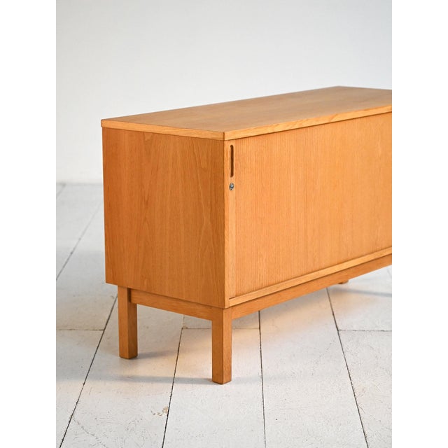 Wood Scandinavian Oak Cabinet with Roller Door, 1960s For Sale - Image 7 of 10