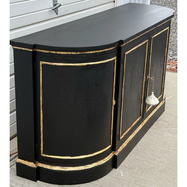 Vintage Morganton Textured Patina Hand Painted Demilune Regency Server Credenza - Newly Painted For Sale - Image 9 of 10