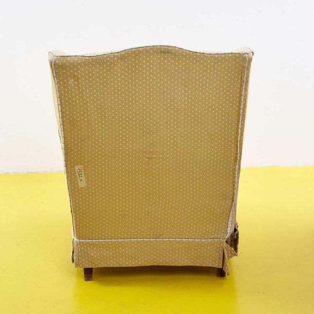 Vintage Wooden Armchair Covered in Fabric For Sale - Image 8 of 9