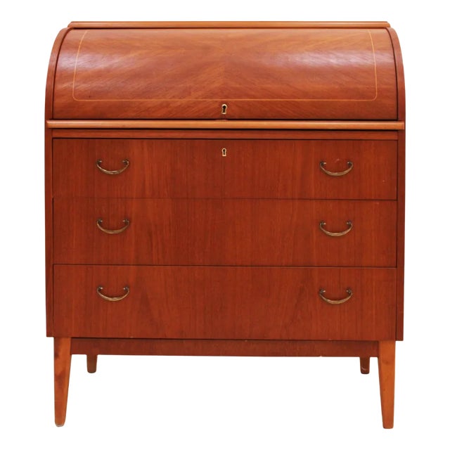 Mid-Century Solid Teak Wood Bureau, Germany, 1950 For Sale