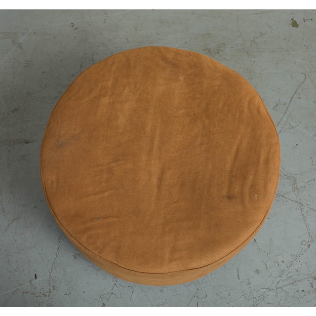 Contemporary Round Brown Suede Ottomans For Sale - Image 18 of 18