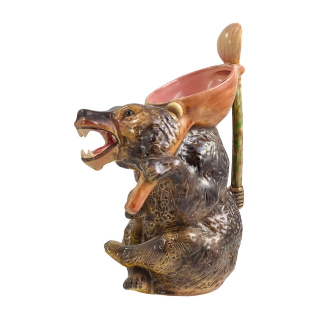 19th Century Antique English Majolica Graduated Bear Syrup Jugs by Joseph Holdcroft, 1875, Set of 3 For Sale - Image 5 of 18