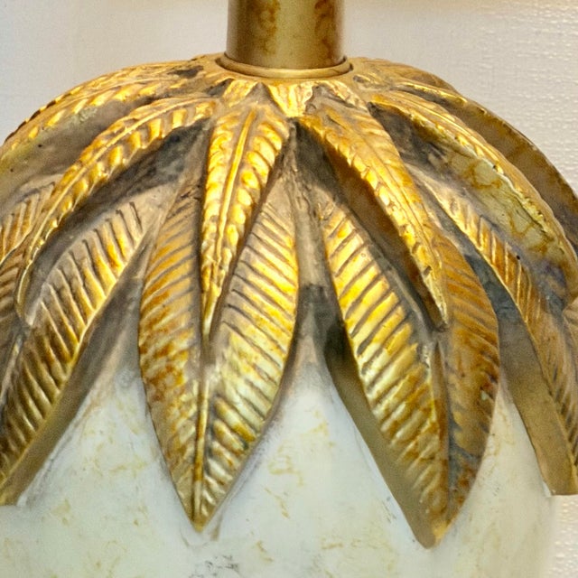 Metal 1990s Berman Palm Frond Lamp, Bespoke Gilded Shade, Newly Painted For Sale - Image 7 of 16