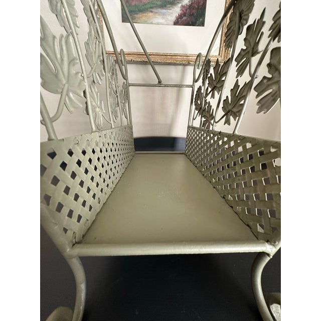 Vintage Late 20th Century Wrought Iron Floral Magazine Rack With Daisy & Leaf Metalwork- Cottage Shabby Chic Décor For Sale - Image 9 of 12