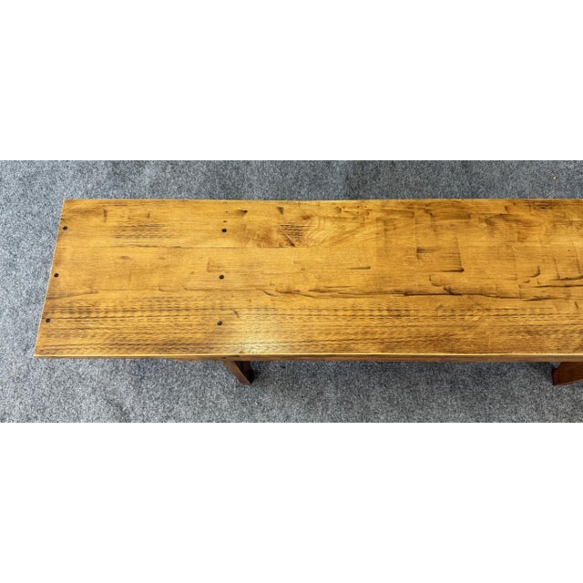 Wood Vintage Pegged Maple Bench For Sale - Image 7 of 11