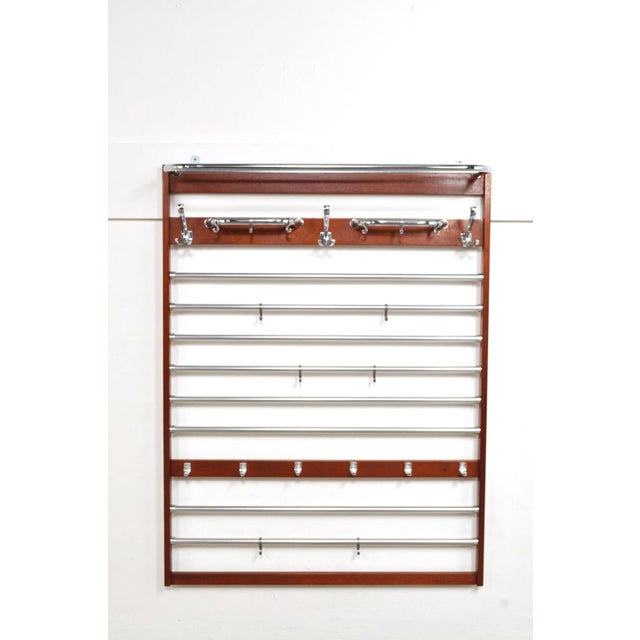 Large Mid-Century Mahogany Wall Coat Rack, 1960s For Sale - Image 9 of 11