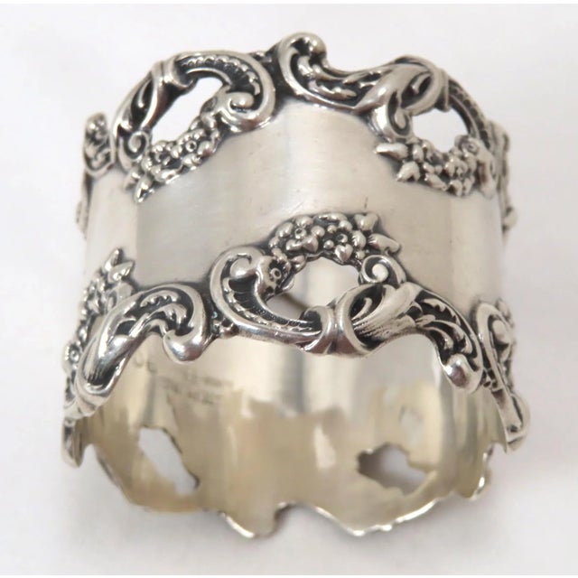 1900 - 1909 Fine Antique American Sterling Silver Rococo & Flowers Design Napkin Ring by R Blackinton & Co. For Sale - Image 5 of 13