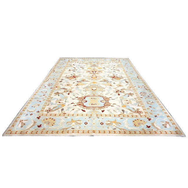 Condition: New Origin: Afghanistan Design: Sultanabad Actual size: 10'1" X 14'0" Thickness: 1/4" Color: Ivory, Light Blue,...