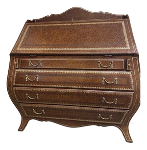 1980s Maitland Smith Leather wrappedDrop Front Desk