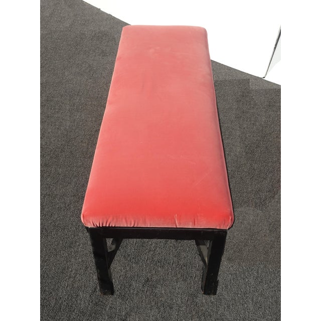 1990s Vintage Modern Coral Velvet Long Bed Side Bench For Sale - Image 5 of 12