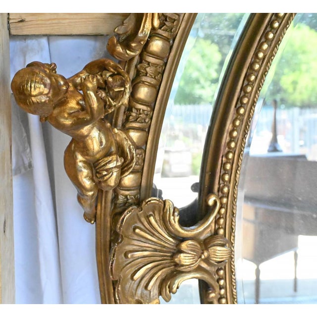 Glass Large French Gilt Mirror For Sale - Image 7 of 15
