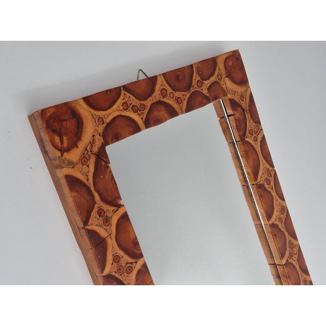 Swedish Mirror with Frame of End Wood, 1970s For Sale - Image 3 of 9